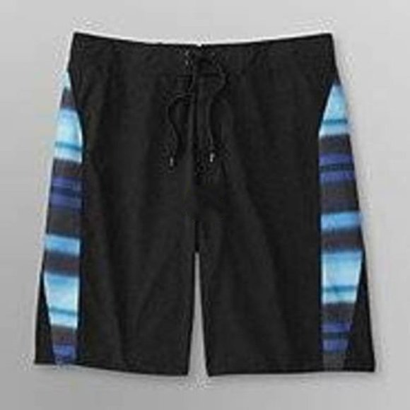 Mens Board Shorts 30 Joe Boxer Black Blue Swim Trunks Lightweight 10" - Picture 1 of 4